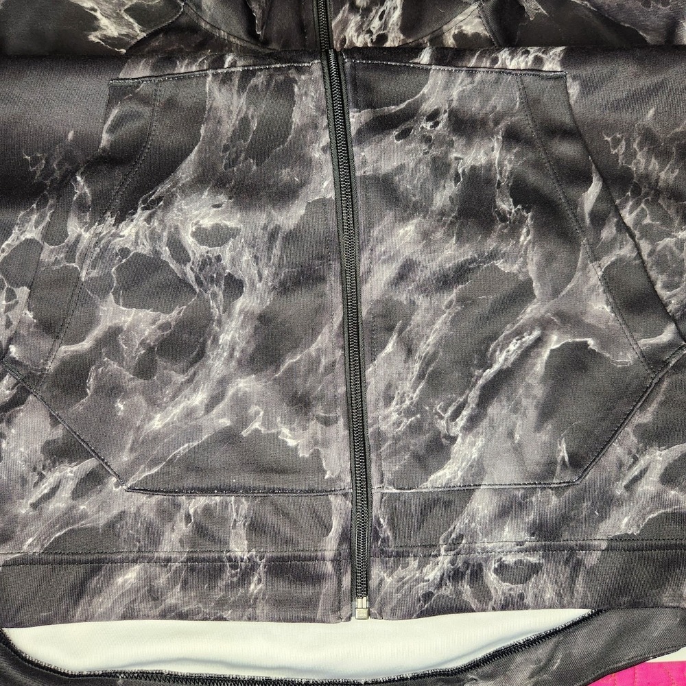 NIKE Hoodie Track Jacket Mens Medium Black Gray Dri-FIT Full Zip Marble Smokey - Picture 4 of 8